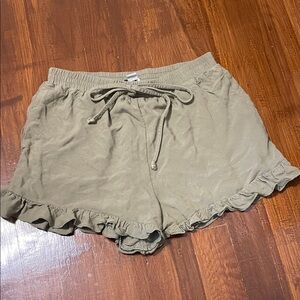American Eagle Outfitters Ruffle Olive Shorts